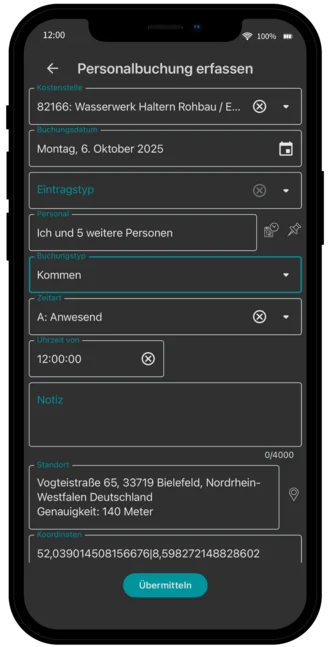 AppOne – Personalbuchung 2025 in der mobilen Baustellen-App