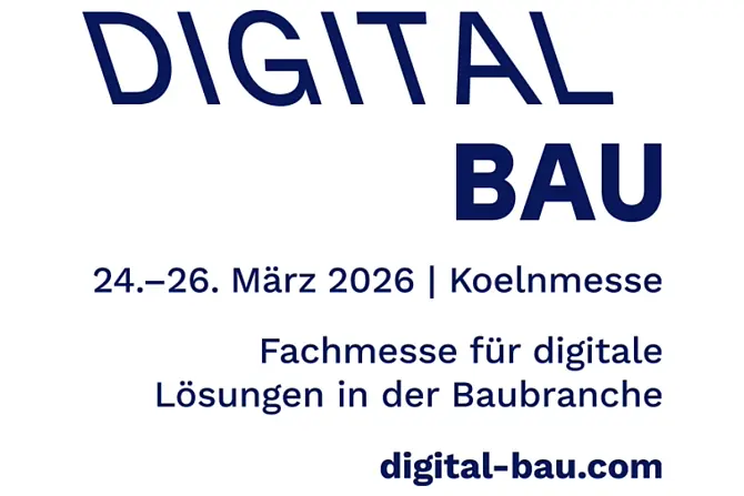 Logo der Messe digitalBAU 2026 mit Datum 24.–26. März 2026 und Veranstaltungsort Koelnmesse.