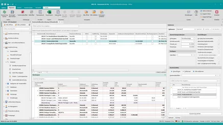Screenshot der Kostenstellenabrechnung in Pro-Bau/S® AddOne mit Betriebsabrechnungsbogen (BAB) und Plan-/Ist-Vergleich.