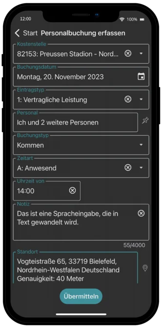 Mobil Personal buchen mit der Bau AppOne auf der Baustelle 