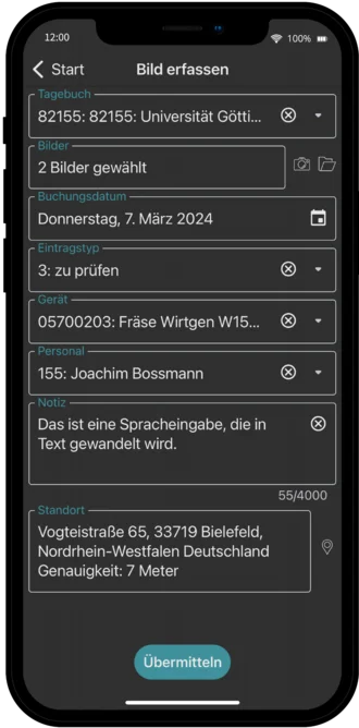 Bau AppOne Bild erfassen für das Bautagebuch oder einen Mangel